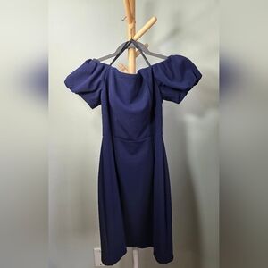 Betsy & Adam Blue Violet Puff Sleeve Mini Dress